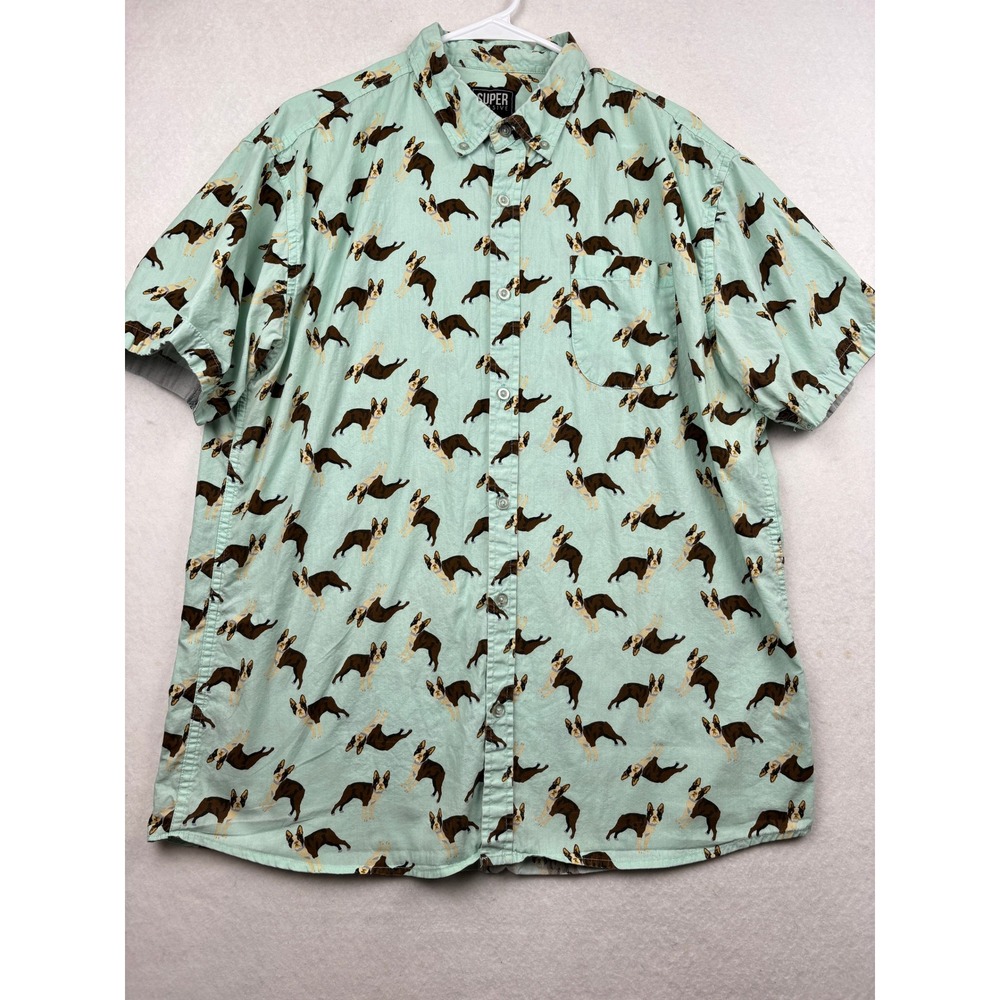 Super Massive Boston Terrier Print Button Down Mens XL Novelty Dog Shirt